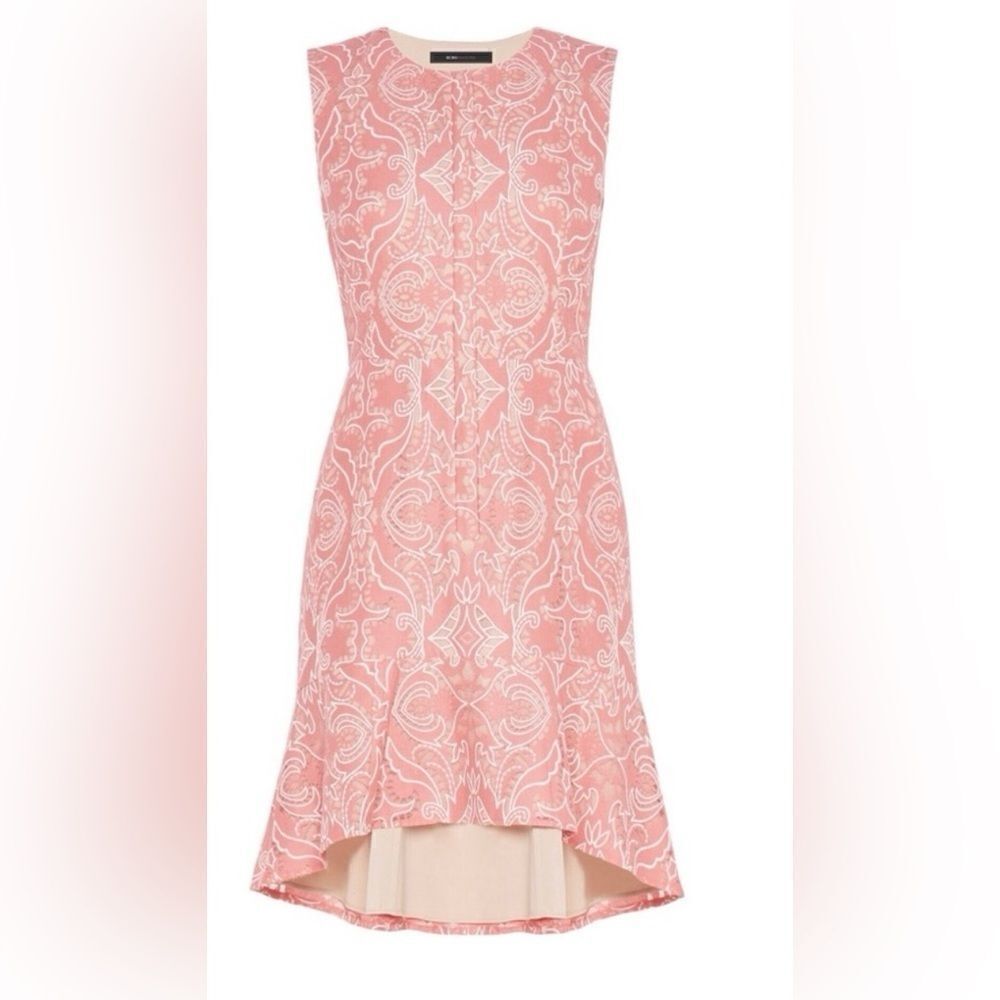 BCBGMaxAzria Chrystal Zip-Front Flounce-Hem Lace Dress Size: 8